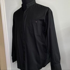 Moda long sleeve collarless button down shirt L